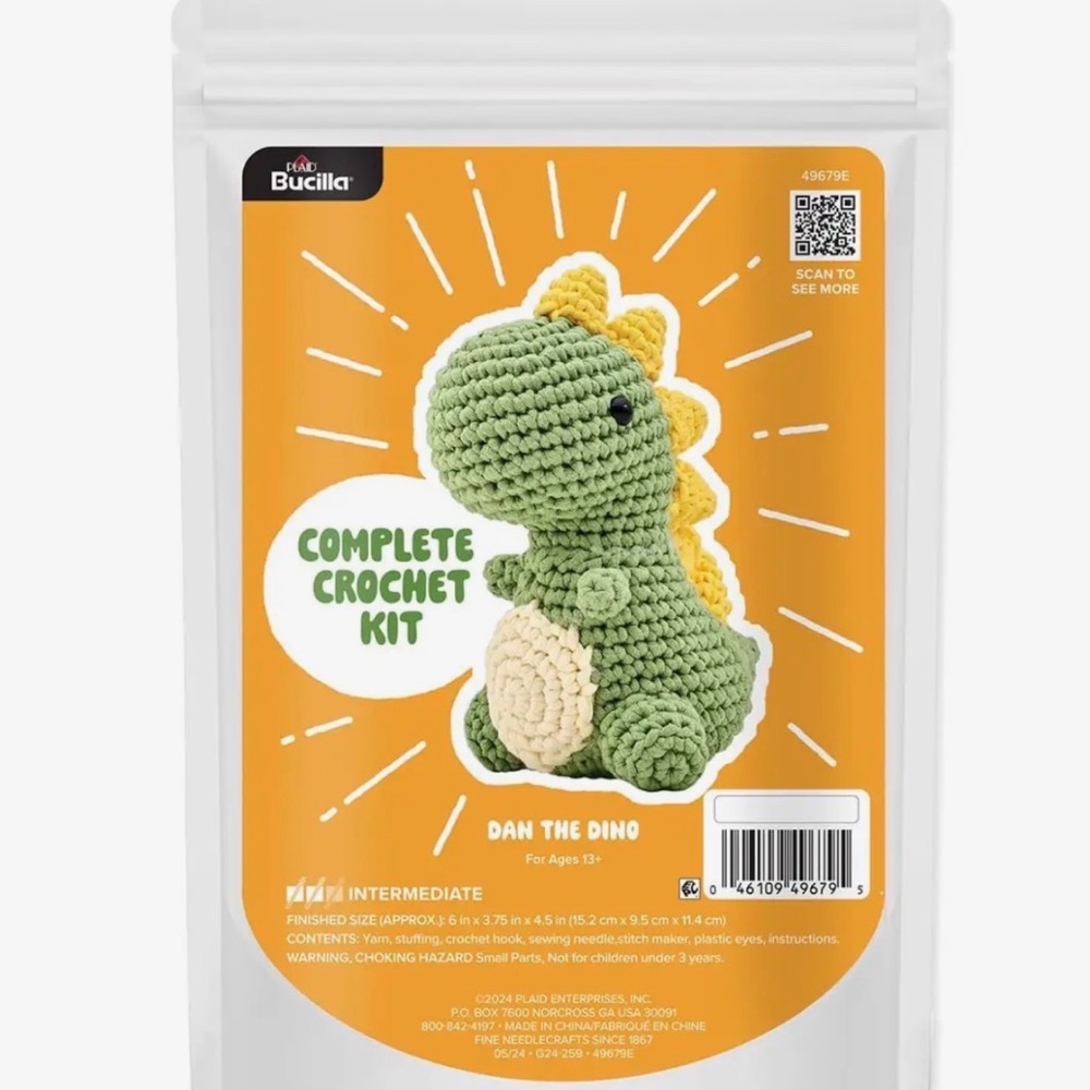 Bucilla Amigurumi Crochet Kit, Dan the Dino Plush | 5” new 🆕